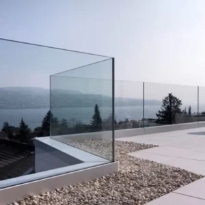 Modern Exterior U Channel Stair Glass Railing Balustrade Glass Frameless Railing