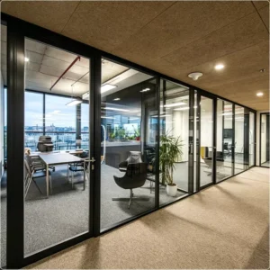 Modern Heavy Duty 120mm Aluminum Frame Single Glass Partition Wall Office Divider System Sound Insulation High Stability