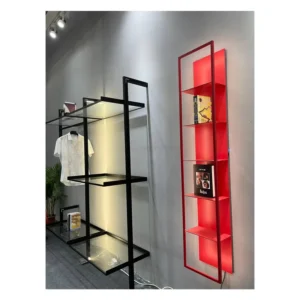 Modern LED Aluminum Floating Wall Shelf with LED Light for Apartment and Hotel Use Storage Display Bookshelf