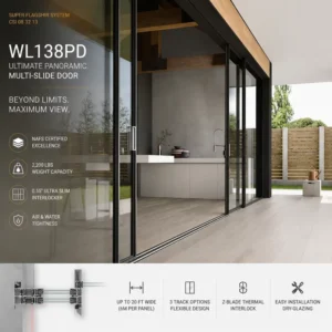 Modern Minimalist 138 Aluminum Sliding Door NAFS Certified Large Panoramic Double Glazing Soundproofing Patio Apartment