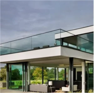Modern Minimalist Aluminum U Channel Profile Balcony Railing Tempered Glass Handrail LED Light Glass Fence JBM Brand