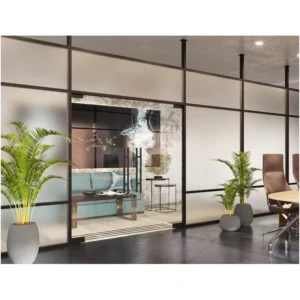 Modern Office Glass Wall Partition 83mm Aluminum Frame Sound Absorption System Durable Construction Hospital School