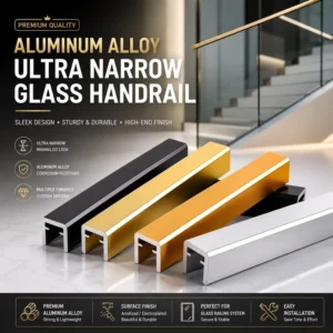 Modern Stable Aluminum Handrails for Hotel Mall Balcony Staircase Viewing Glass Frameless Design Rust Water Resistant
