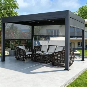 Motorized Louvered Roof 4x6m Aluminum Pergola Modern Outdoor Waterproof Garden Patio Gazebo 13x20ft Villa Canopy