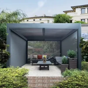 Motorized Louvered Roof Durable Black Aluminum Pergola Waterproof Patio Veranda Outdoor Terrace Pavilion