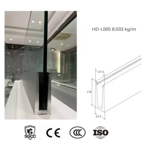 Outdoor 6+6 8+8 10+10 mm Laminated Glass Railing Balustrade Balcony Base U Channel Aluminium Profile for Project Glass Handrail