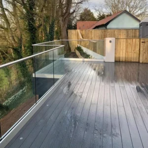 Outdoor Glass Railing Aluminum Handrail Outdoor Stairs Balustrade With Led Light