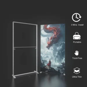 Portable Aluminum SEG Fabric Backdrop Display LED Lit Backlit Light Box Tool Free Setup Customizable Square Design Advertising