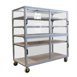 Professional Custom Aluminum Extrusion Profiles Frame Storage Rack Shelf with Wheels