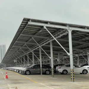 Professional Frame Solar Carport for 2 Cars Solar Panels Carbon Steel Aluminum Alloy 25 Year Service Life 10 Year