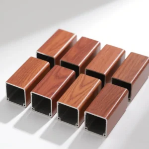 Railing Square Natural Aluminium Extrusion Tubing Extrude Colorful Wood Finish Tube Outdoor Aluminum Profile Pipe