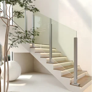 Recessed Channel Post Aluminum Internal Slot Post Frameless Glass Stair Railing for Outdoor Deck