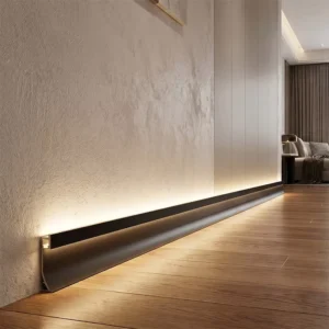 Recessed Customized Aluminum Alloy LED Skirting Board Profile Metal Baseboard with Light for Home Hotel Wall Decor