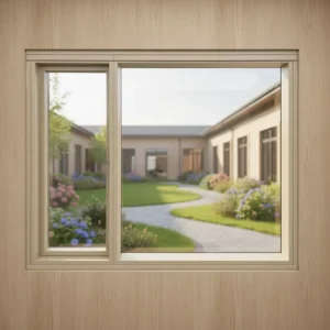 Senior Care Facility Aluminum Alloy Glass Curtain Wall Motorized Vent Window Natural Light Fresh Air Hotel Gym