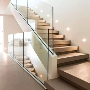 Silver U Channel Aluminum Base Shoe Installation for Hardwood Floor Glass Railing Design for House Front Fit 9/16 Glass