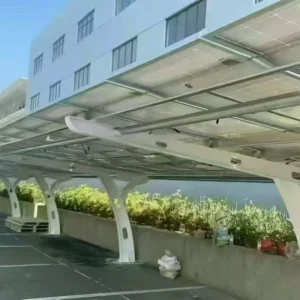 Small Single Column Hot-Dip Galvanized Solar Power Carport Structure Tettoia Solare Frame System for Home Use