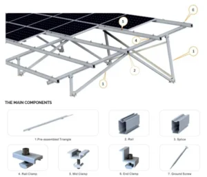 Solar Aluminum Alloy Anodized Ground Mounting Solar Rail Framed Landscape System