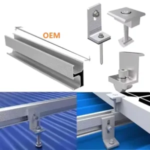 Solar Panel Mounting Bracket L Feet Set Includes Mid Clamp Kit End Clamp Kit Rail Splice Rail for Trapezoidal Roof