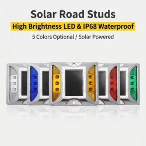 Solar Powered Reflective Pavement Markers Bidirectional LED Warning Light IP68 Rated PC Frame Aluminum Construction for Road