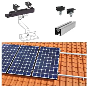 Solar Tile Roof Mounting Kits with Aluminum Rails and Clamps for 2 Modules Solar Panel Kits