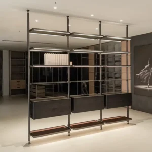 Storage Shelf Modern Minimalist Luxury Modular Custom Metal Aluminum Profile with Light Pole System for Living Room Bedroom