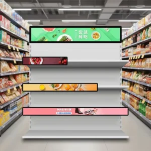 Stretched Bar LCD Display 19.5 48.8 64 Inch Touch Screen Android WiFi Remote Management Shelf Screen for Supermarket