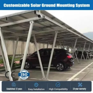 Strong Aluminium Solar Carport Frame Canopy Mount Car Garage Port PV Mounting System with Charging Station