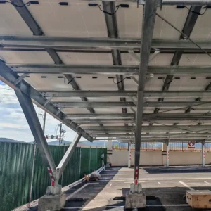 Sturdy Aluminum Alloy Waterproof Solar Carport Structure Carbon Steel Frame EC01 Model 25 Year Service