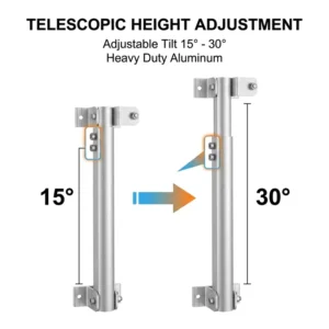 Telescopic Height Adjustable Tilt 15°-30° Solar Panel Holders for Roof Balcony Garden Aluminum PV Bracket