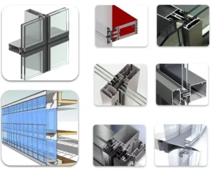 Thermal Break Metal Curtain Wall System Aluminum Frame Curtain Wall Profile for Building Glass