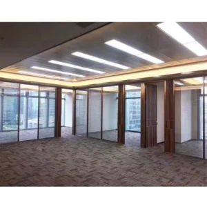 Traditional Type Double Transparent Glass Aluminum Bars Fixed Detachable Office Privacy Partition Wall