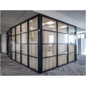 Transparent Glass Partition Wall Modern High End Office Divider Aluminum Frame Sound Absorption 100mm Series