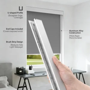 U Shape Light Blocker Channel For Roller Blinds Shades Aluminum Light Blocking Side Track White Side Guide Track Kit