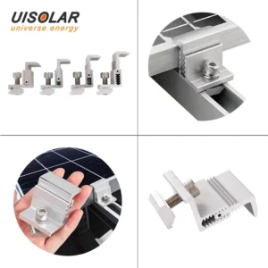 UISOLAR 30 60mm Adjustable End Clamp Solar Support Alumum Solar Mounting Brackets Systems Solar Panel Middle End Clamps