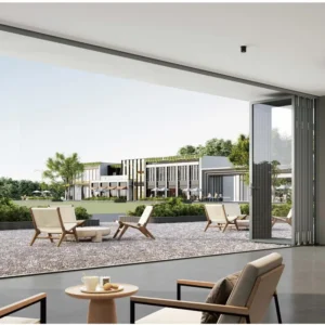 Ultra Slim Foldable Aluminum Bifold Door with Panoramic Glass for Luxury Hotel Villa Courtyard and Balcony Thermal Break System