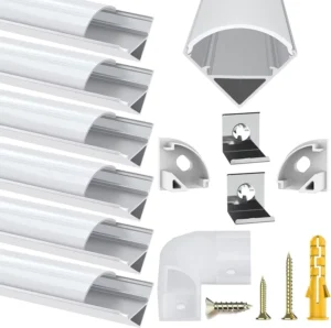 V-Shape Led Aluminum Profile Channel with Milky White Cover and End Cap Mounting Clip for Hotel Home Ceiling Decoration Material