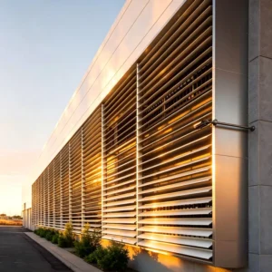 Vertical Louver Shutter Aluminum Adjustable Blade Lightweight Durable Modern Decorative Energy Saving
