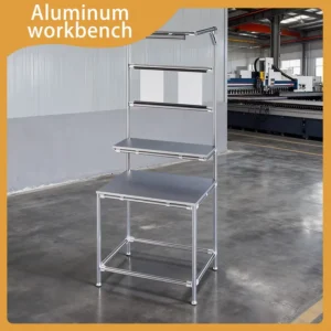 Wear Resistant Vertical Rack Aluminum Extrusion Industrial Workbench Heavy Duty Multi Tier Station with Rear Shelves