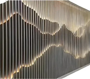 Wood Grain Aluminum Veneer Square Tube Screen Wall Villa Decoration Aluminum Wall Curtain